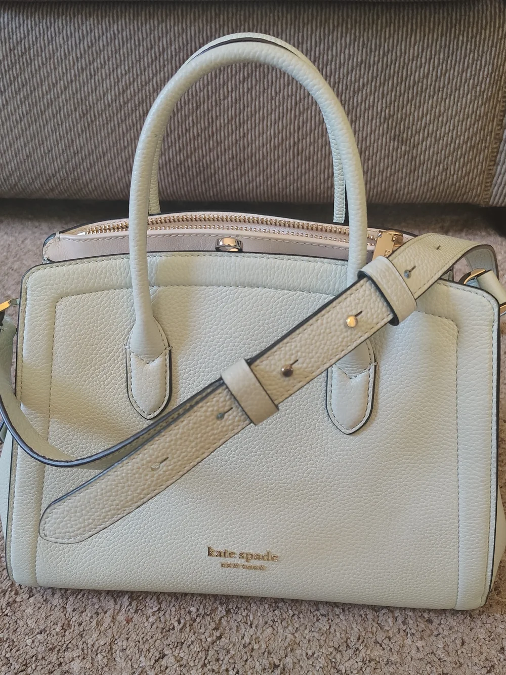 Kate Spade New York Knott Mini Pebbled Leather Satchel Crossbody Mint Green